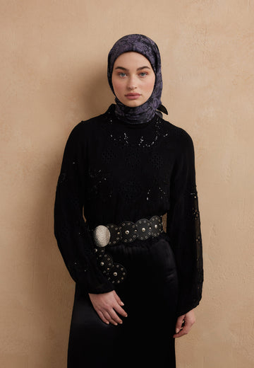 Mor Freda Desen Pamuk İpek Eşarp