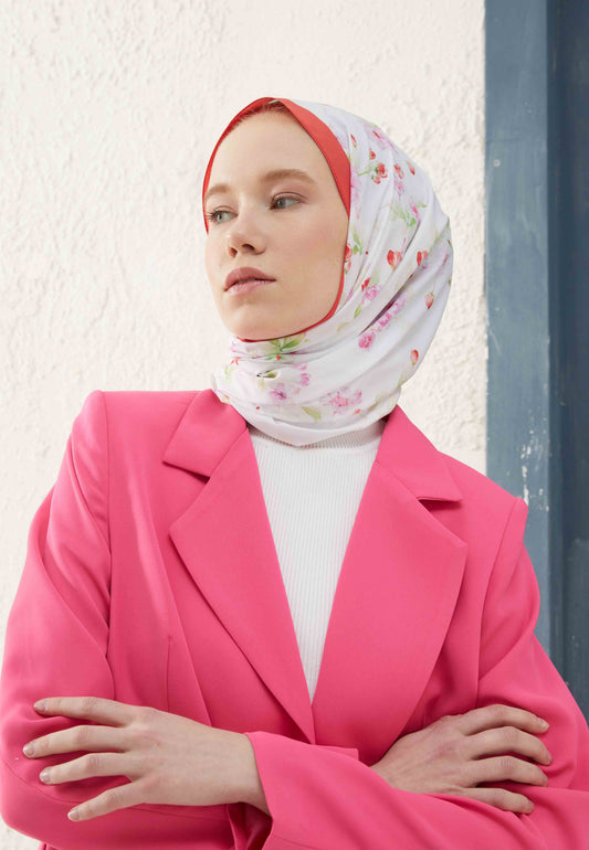 Kırmızı Prımrose Desen Şal