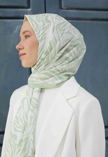 Yeşil Zebra Desen Şal