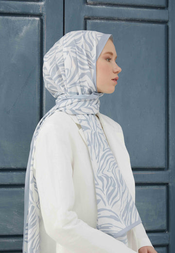 Pastel Mavi Zebra Desen Şal