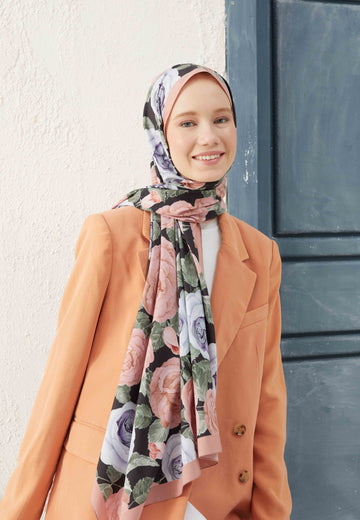 Vizon Garden Rose Desen Şal (kullanma)
