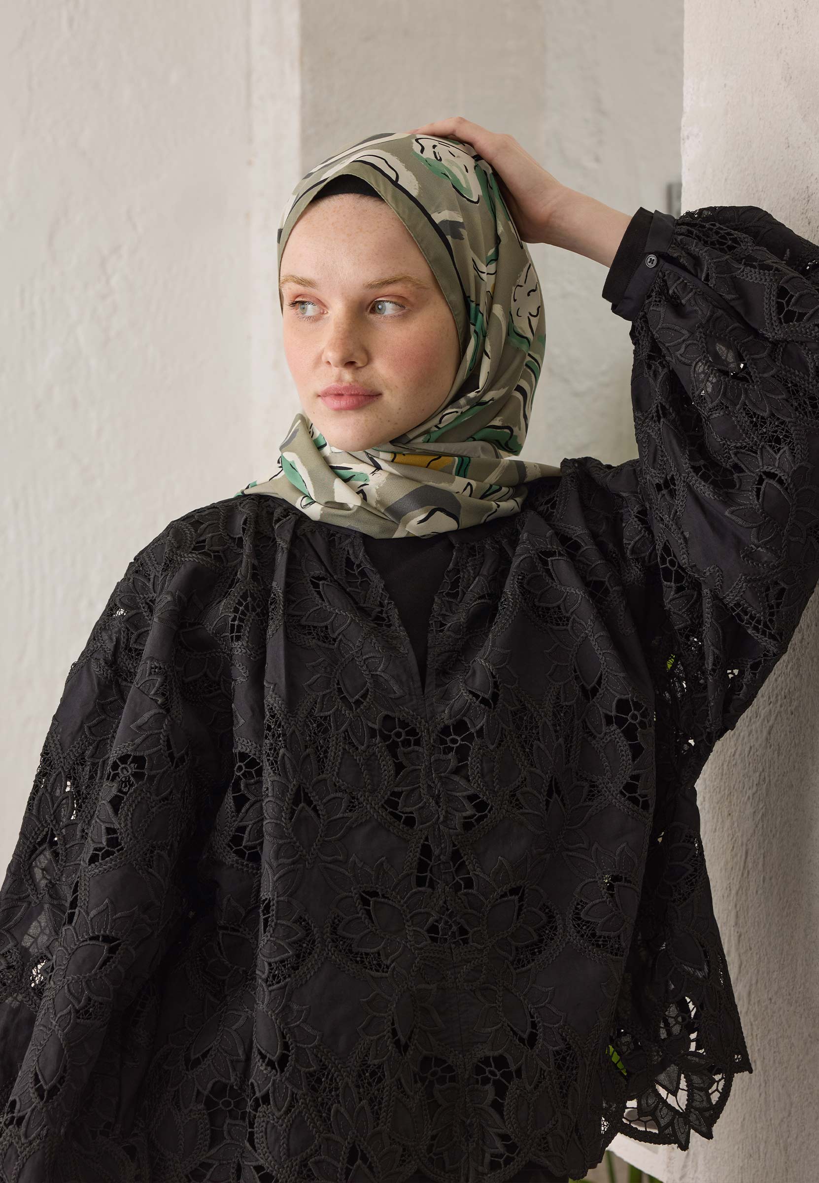 Naturel Bej Aspen Desen Şal