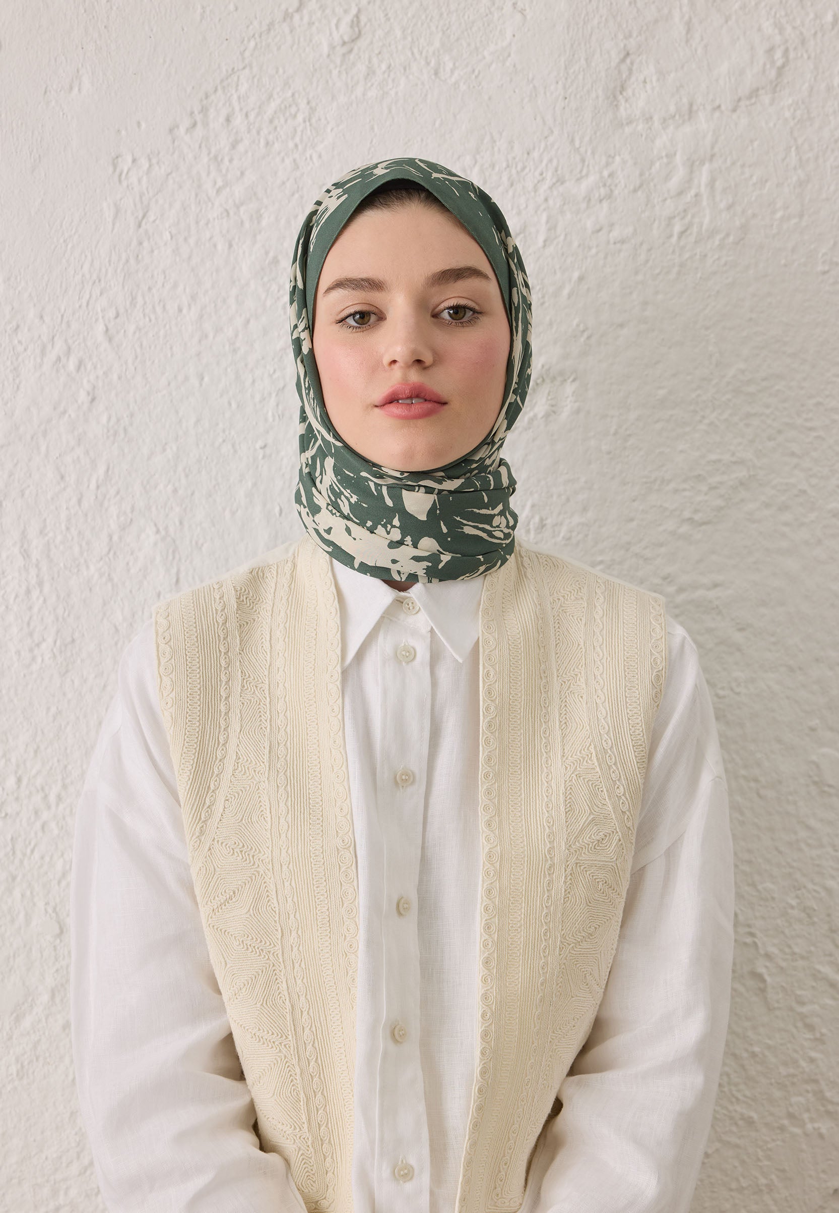 Yeşil Vıolet Desen Şal