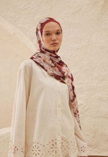 Gülkurusu Dora Desen Rami Şal