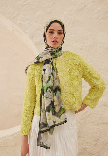 Yeşil Dora Desen Rami Şal