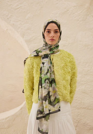 Yeşil Dora Desen Rami Şal