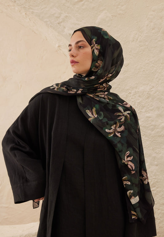 Siyah Estelle Desen Rami Şal