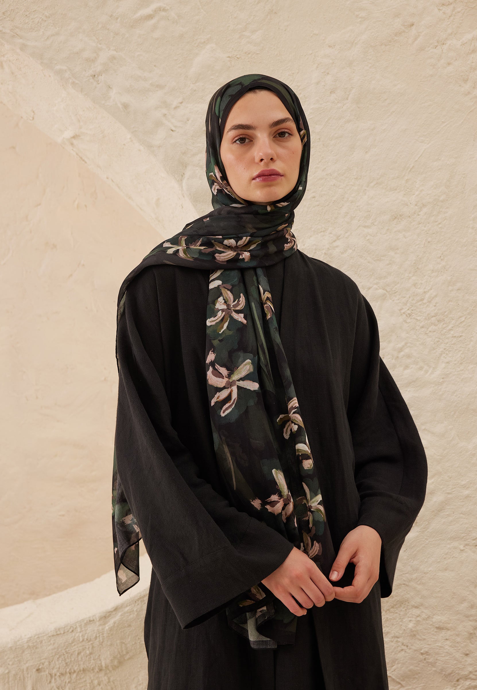Siyah Estelle Desen Rami Şal