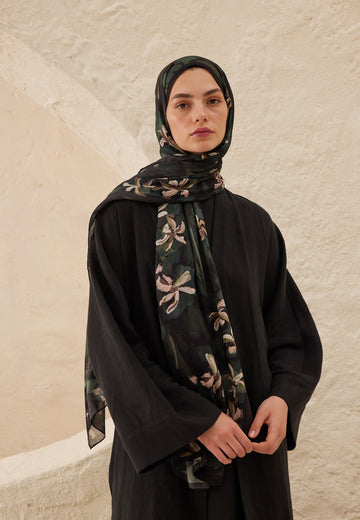 Siyah Estelle Desen Rami Şal