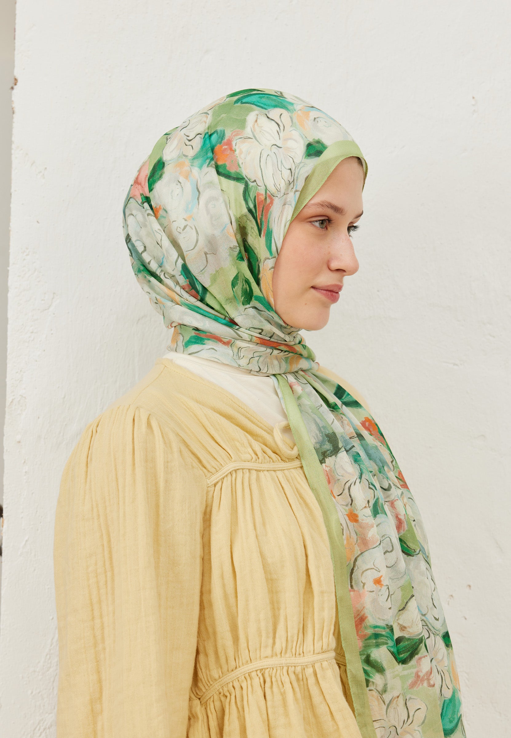 Açık Yeşil Linda Desen Rami Şal