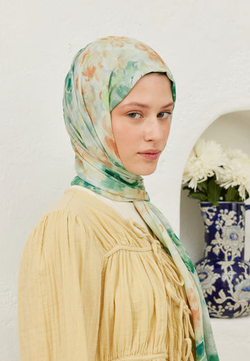 Yeşil Fiona Desen Rami Şal