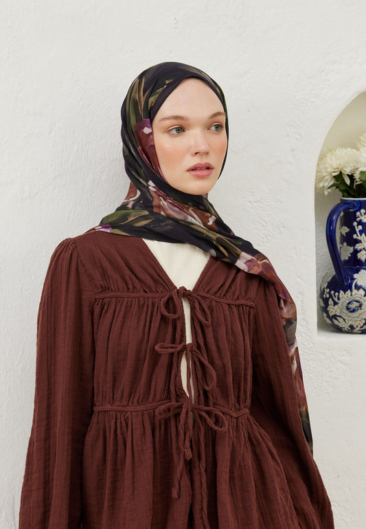 Gülkurusu Summer Rose Desen Rami Şal
