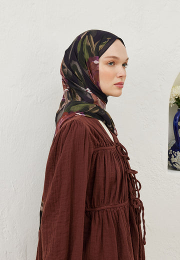 Gülkurusu Summer Rose Desen Rami Şal