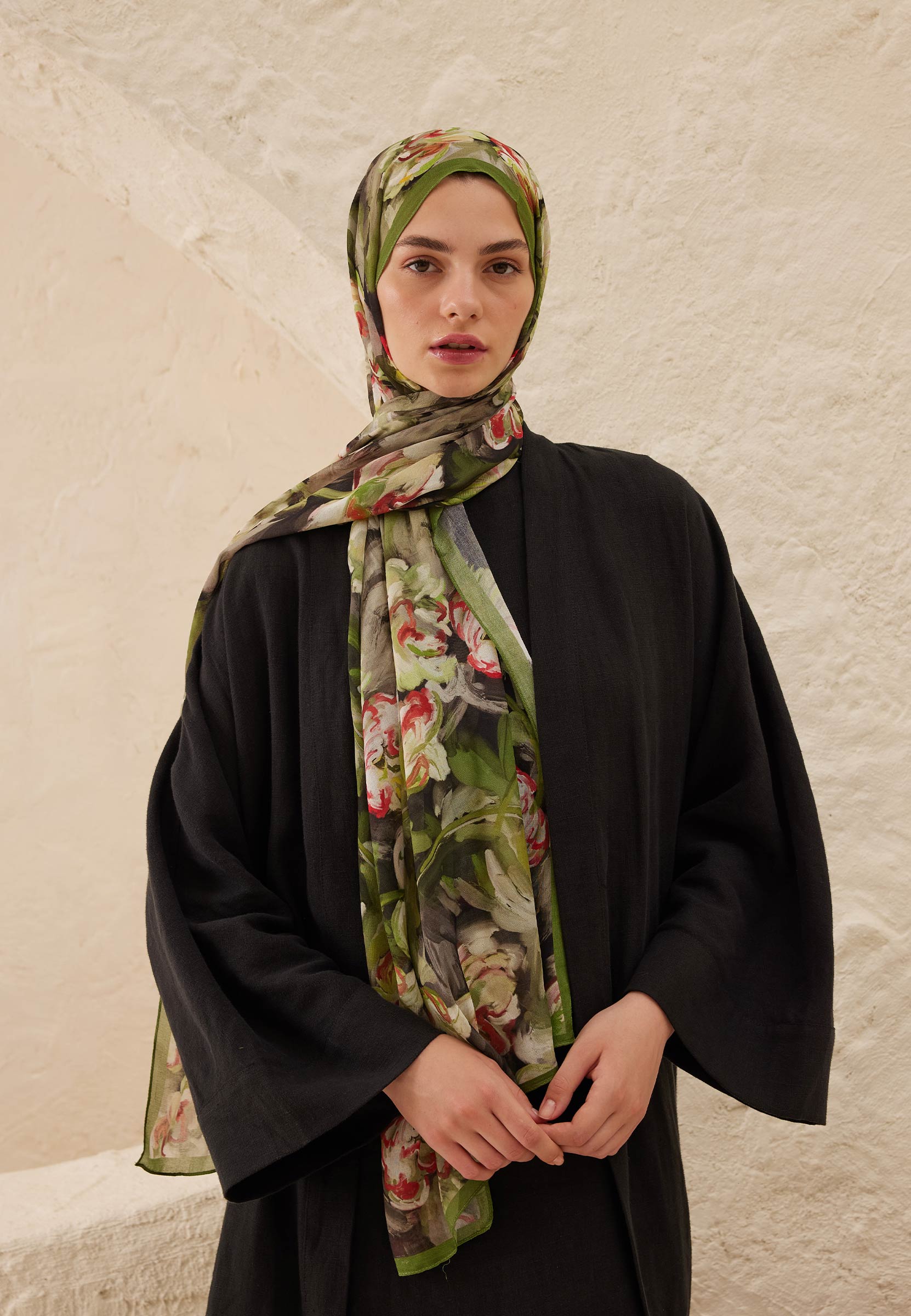 Siyah Lavinia Desen Rami Şal