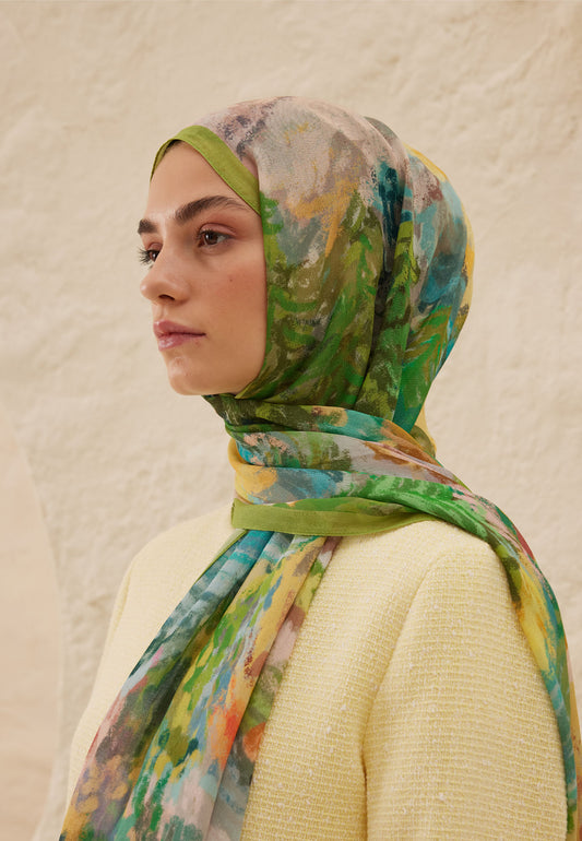 Yeşil Esther Desen Rami Şal