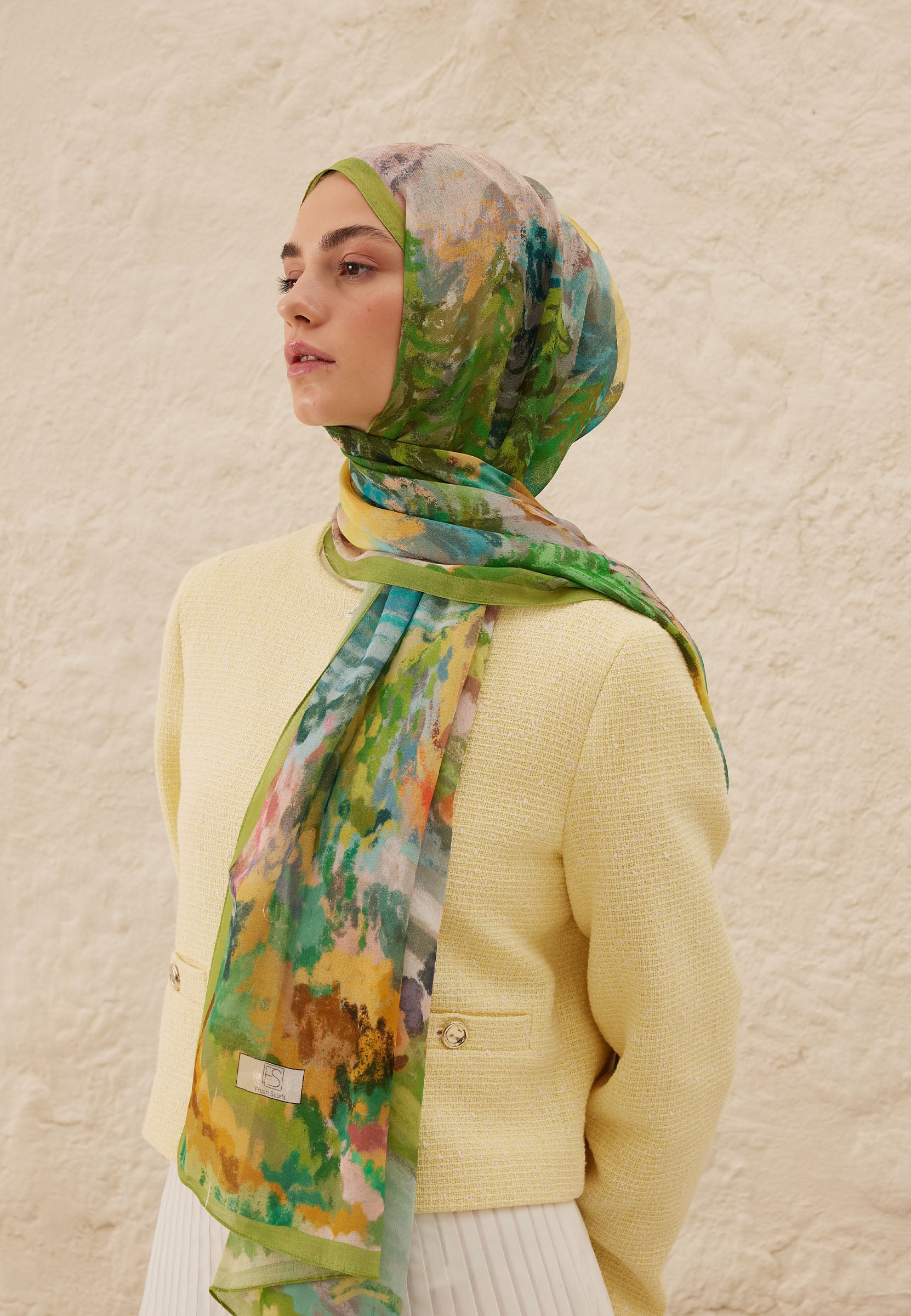 Yeşil Esther Desen Rami Şal