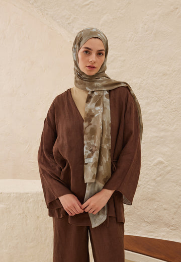 Sütlü Kahve Lizzy Desen Rami Şal
