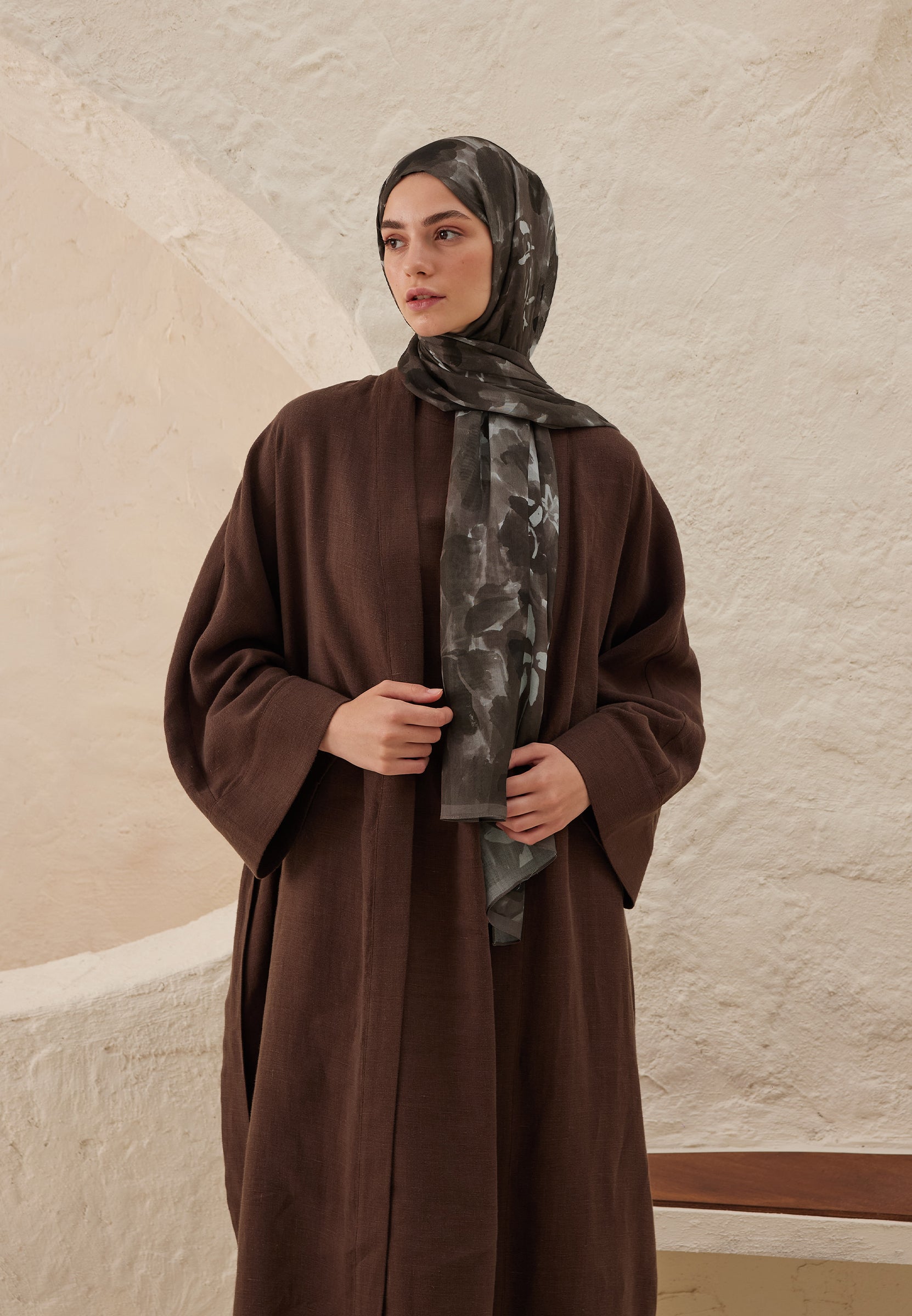 Kahverengi Lizzy Desen Rami Şal