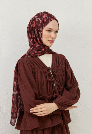 Bordo Cherry Desen Rami Şal