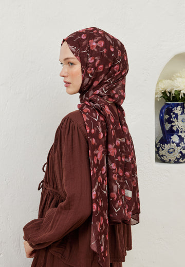 Bordo Cherry Desen Rami Şal