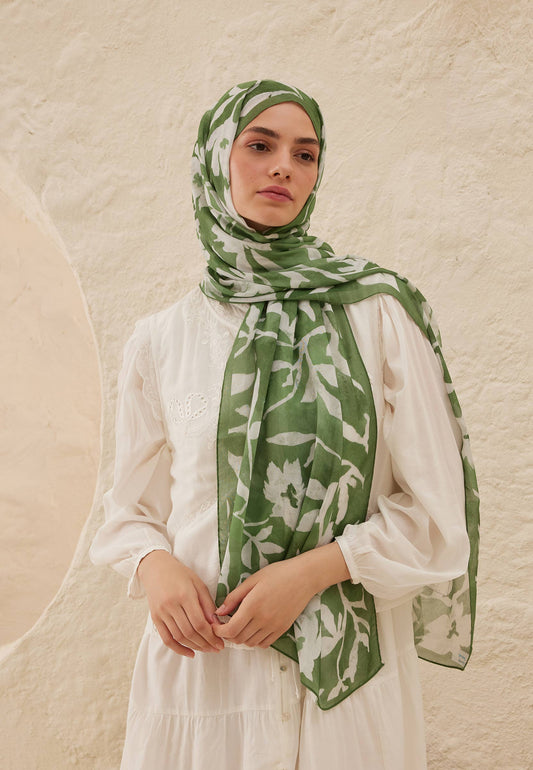 Yaprak Petunia Desen Rami Şal