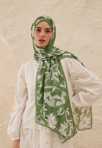 Yaprak Petunia Desen Rami Şal