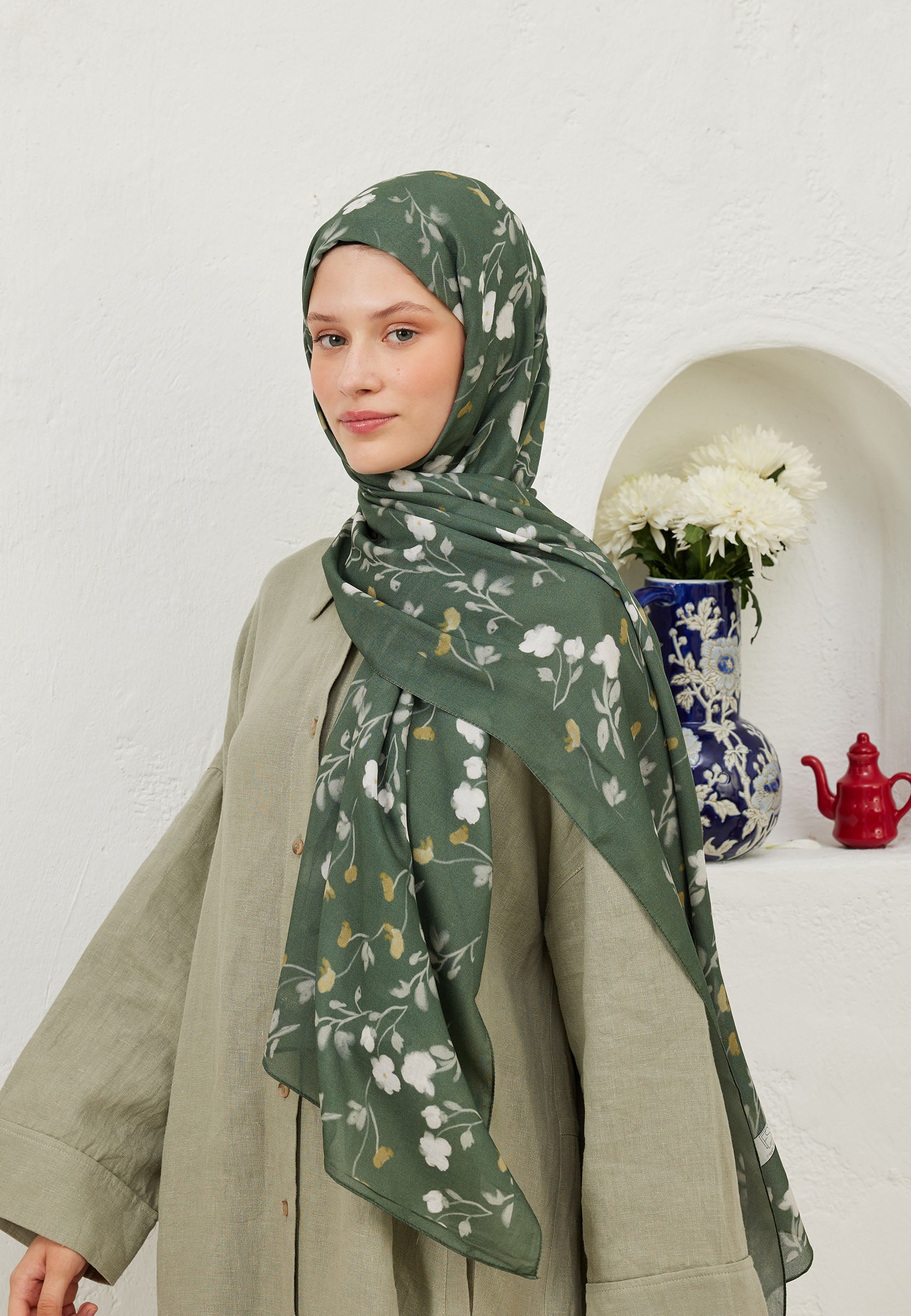 Yaprak Soft Flowers  Desen Rami Şal