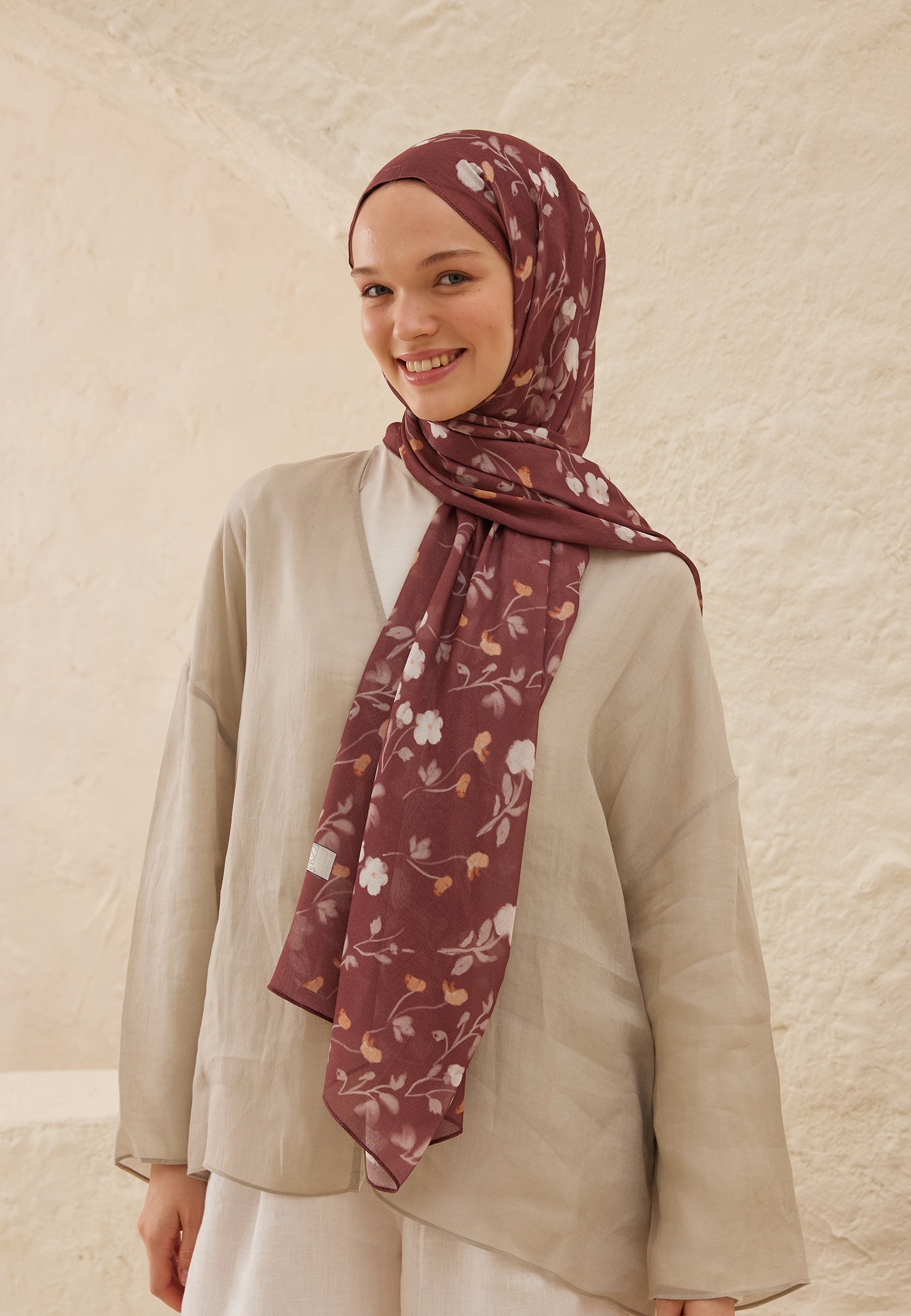 Ağaç Kabuğu Soft Flowers  Desen Rami Şal
