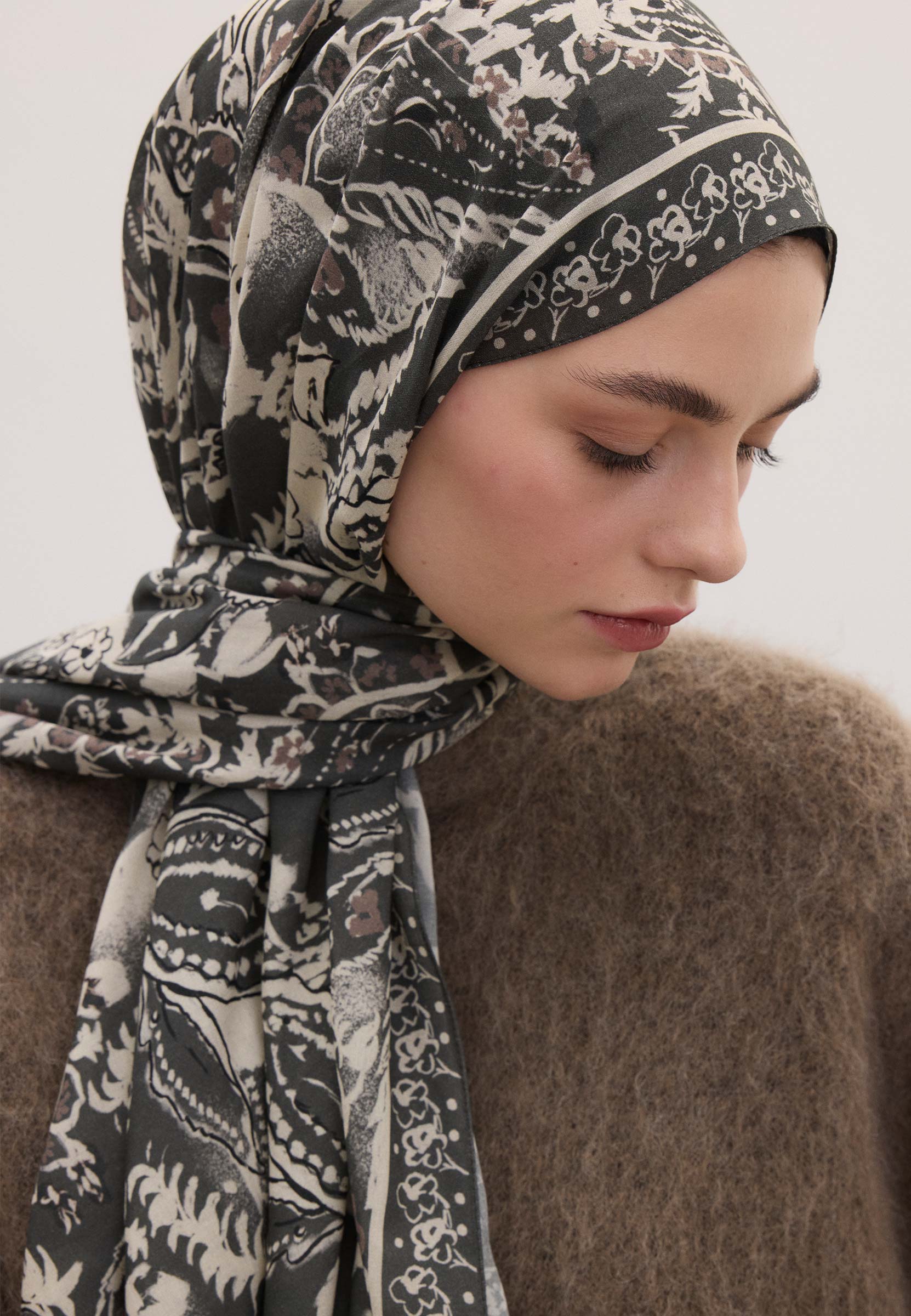 Duman Floral Paısley Desen Şal