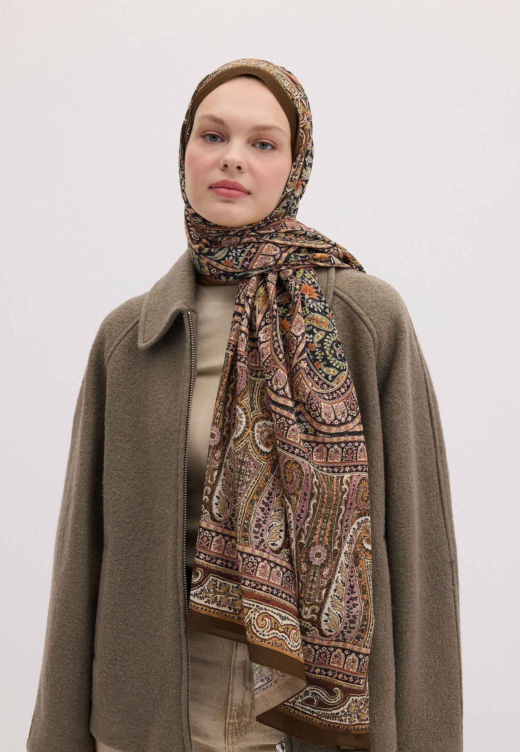 Camel Nordıc Paısley Desen Şal