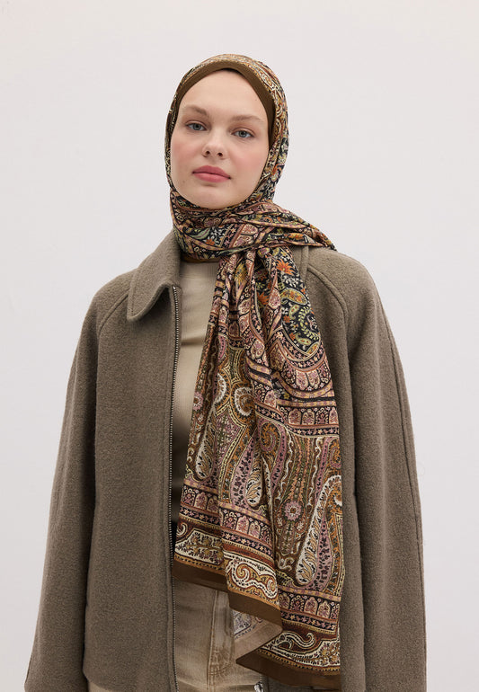 Camel Nordıc Paısley Desen Şal