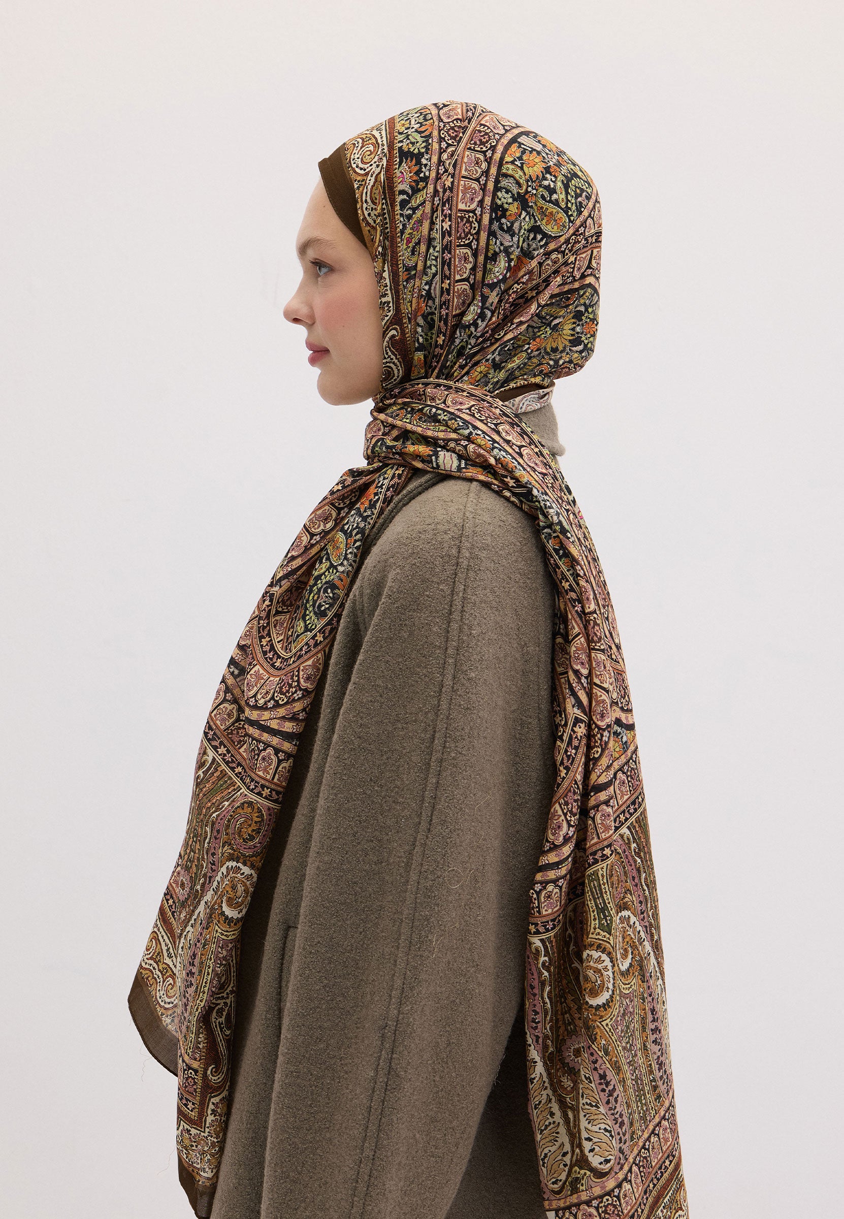 Camel Nordıc Paısley Desen Şal