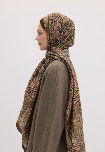Camel Nordıc Paısley Desen Şal