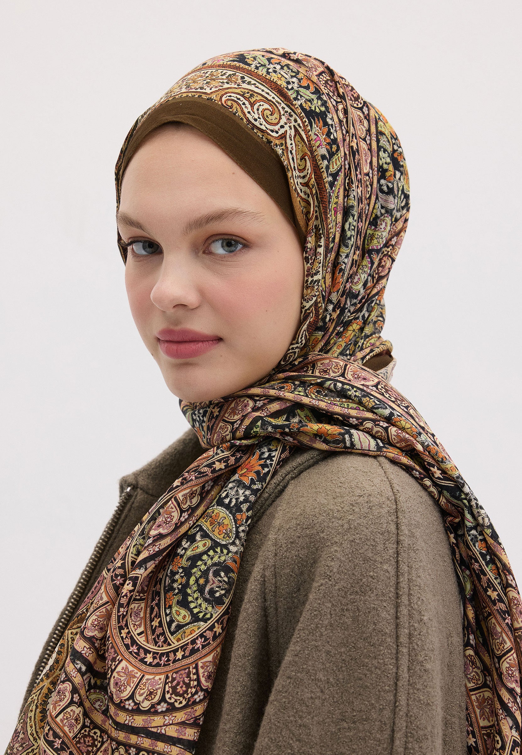 Camel Nordıc Paısley Desen Şal