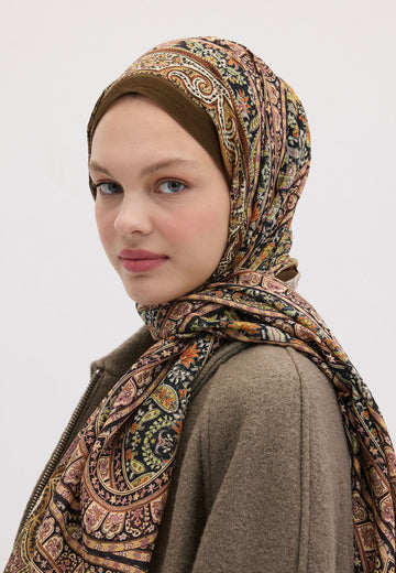 Camel Nordıc Paısley Desen Şal