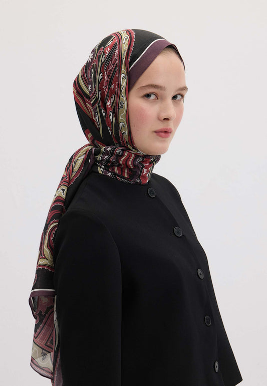 Mürdüm Vıntage Paısley Desen Şal