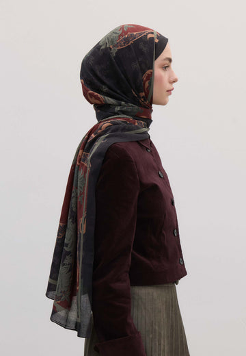 Bordo Sıenna Desen Şal