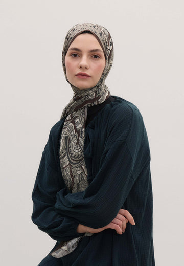 Kahve Sıara Desen Şal