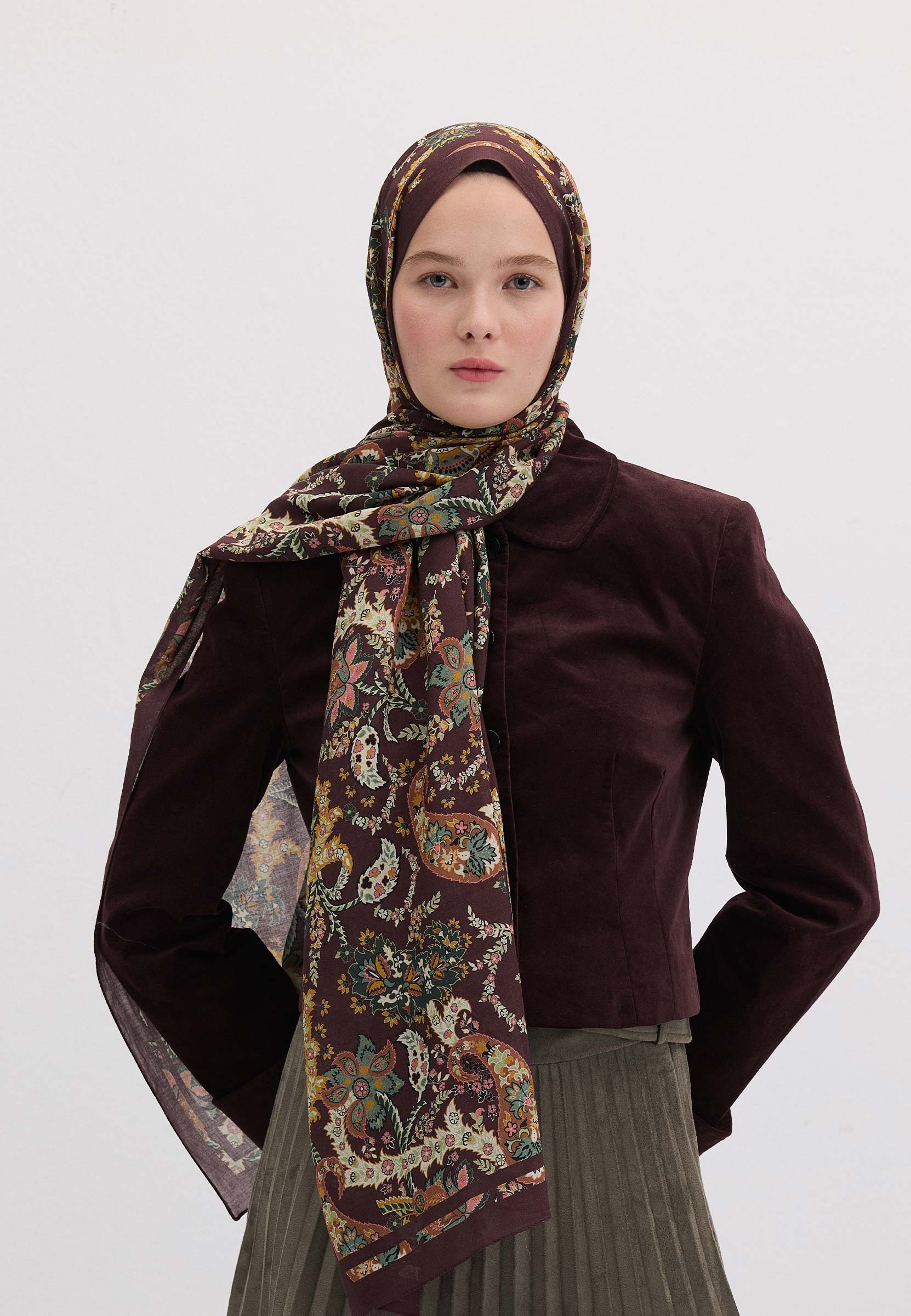 Mürdüm Enya Desen Şal