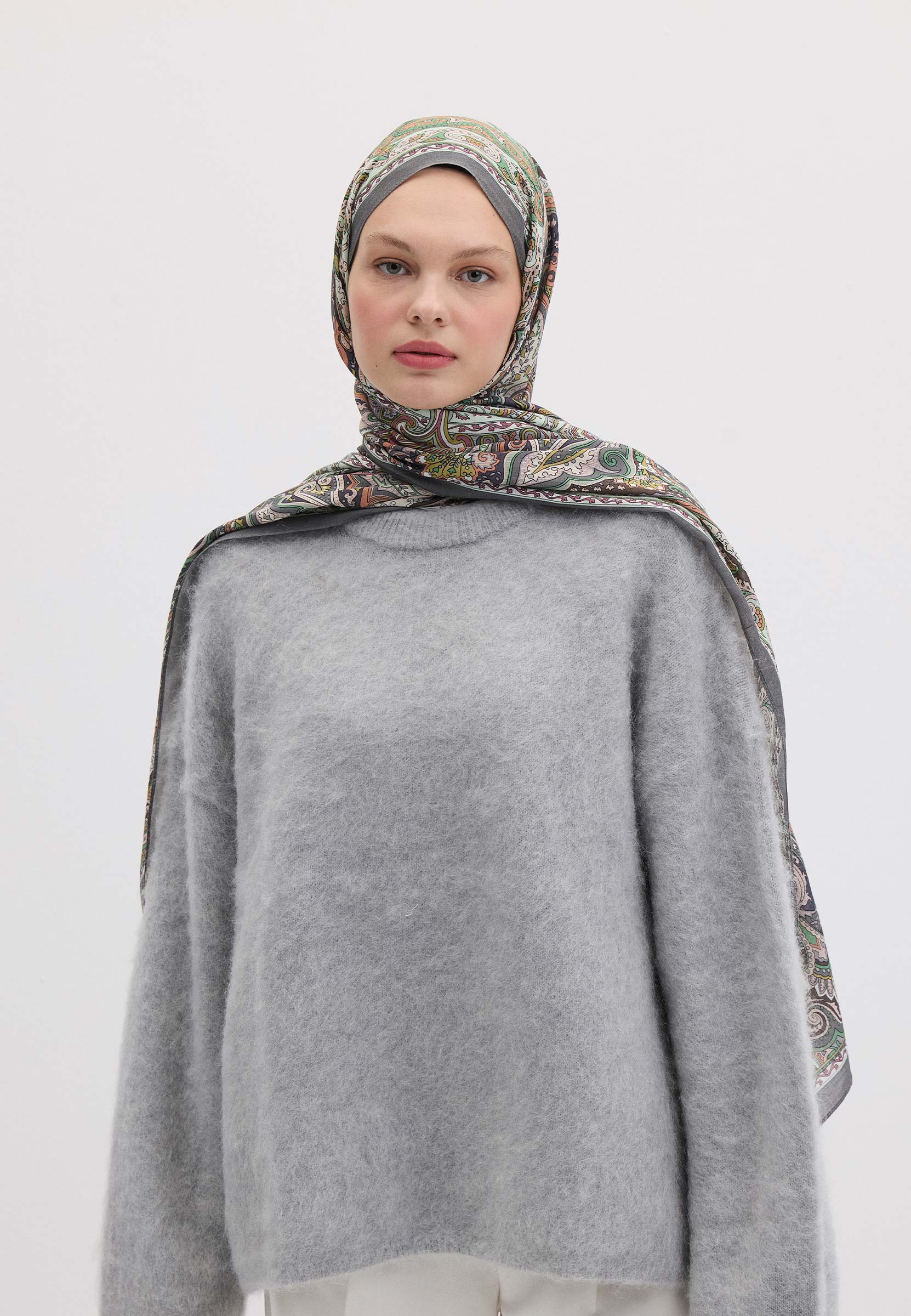 Menekşe Etnıc Floral Desen Şal