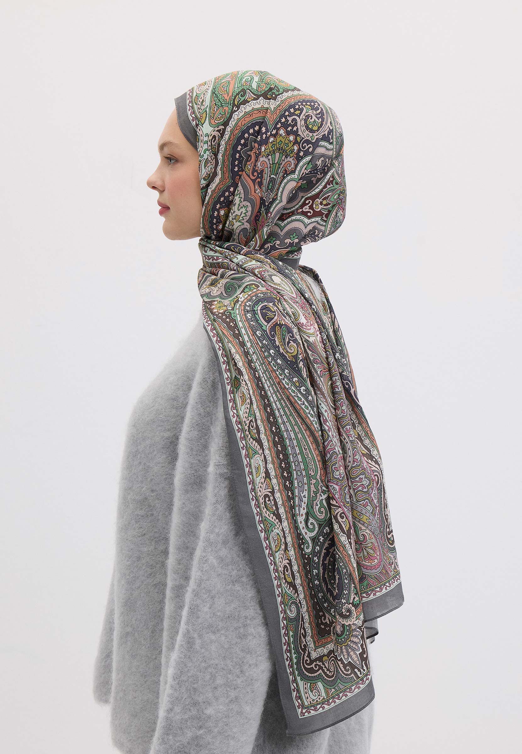 Menekşe Etnıc Floral Desen Şal