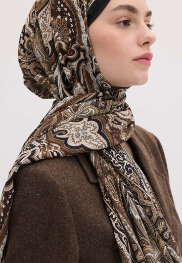 Toprak Etnıc Floral Desen Şal