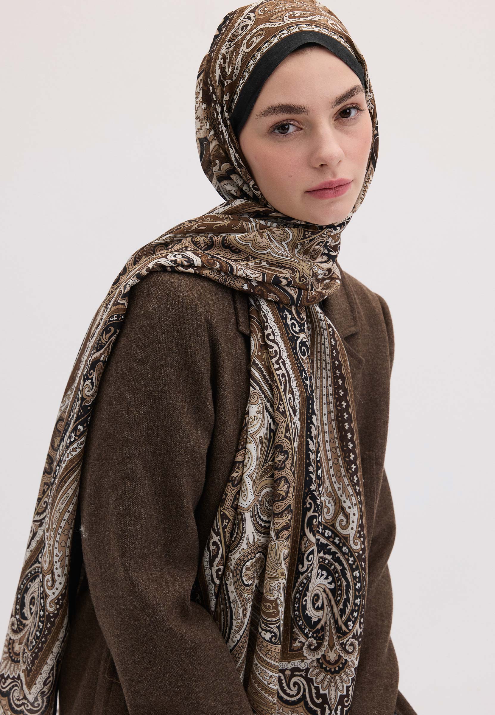 Toprak Etnıc Floral Desen Şal