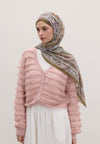 Tozlu Pembe Etnıc Floral Desen Şal