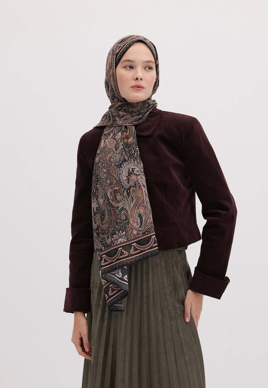 Siyah Amora Desen Şal