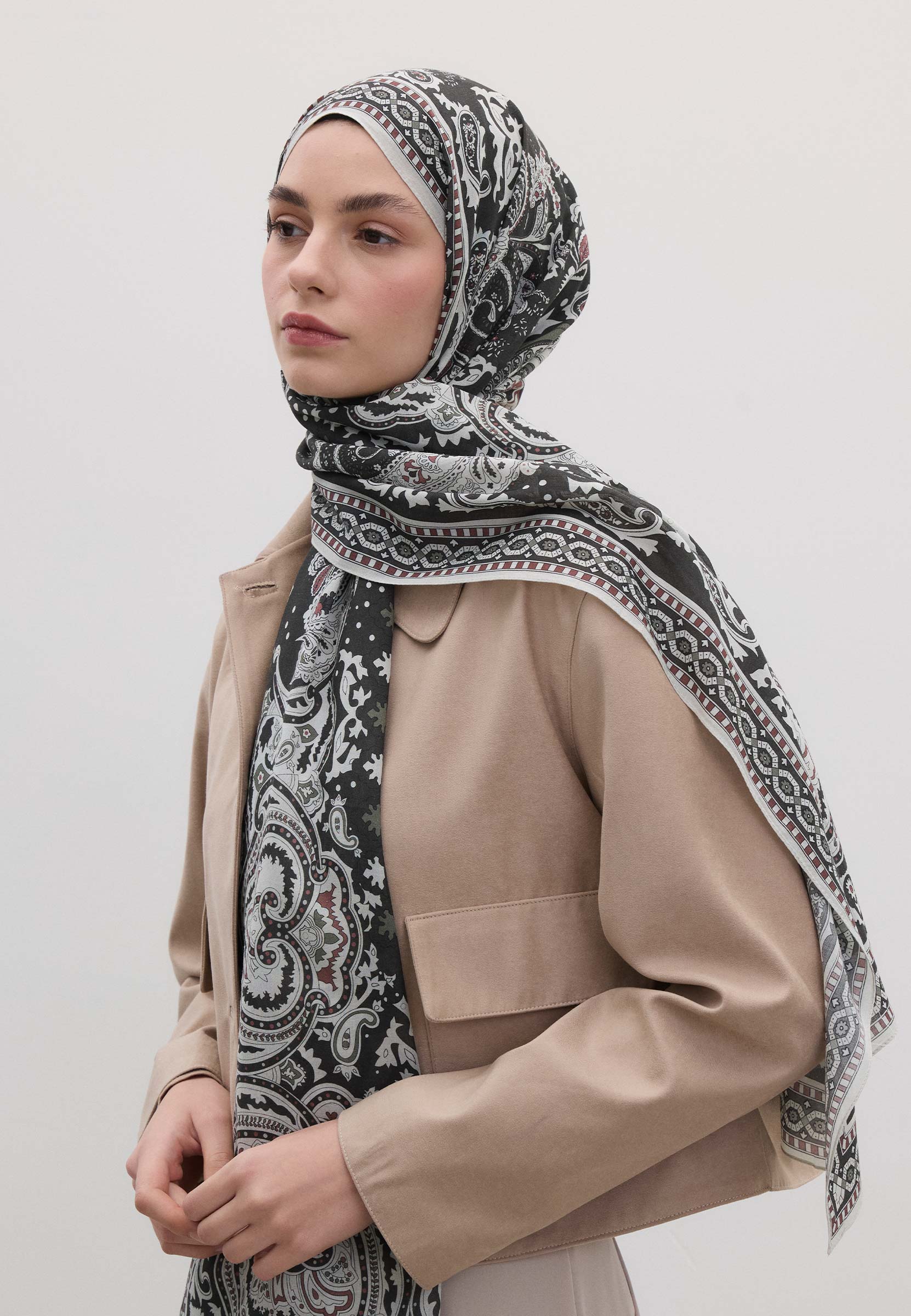 Antrasit Lena Desen Şal