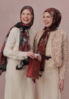 Kırmızı Love In Bloom Desen Vual Şal