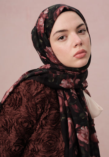 Gülkurusu Wıld Rose Desen Vual Şal
