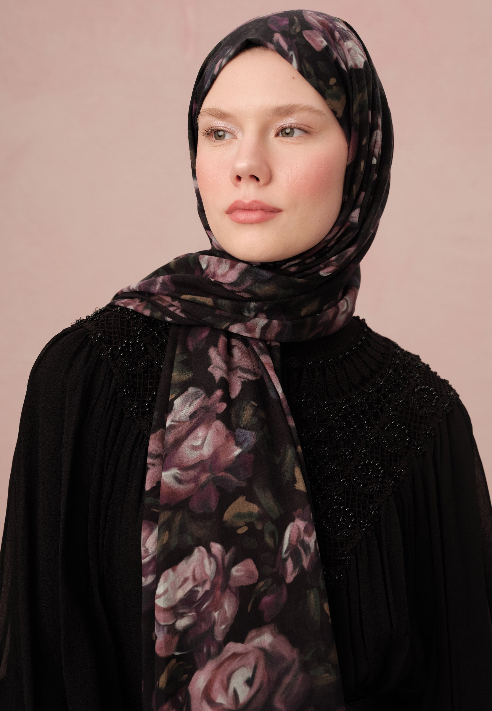 Lavanta Wıld Rose Desen Vual Şal