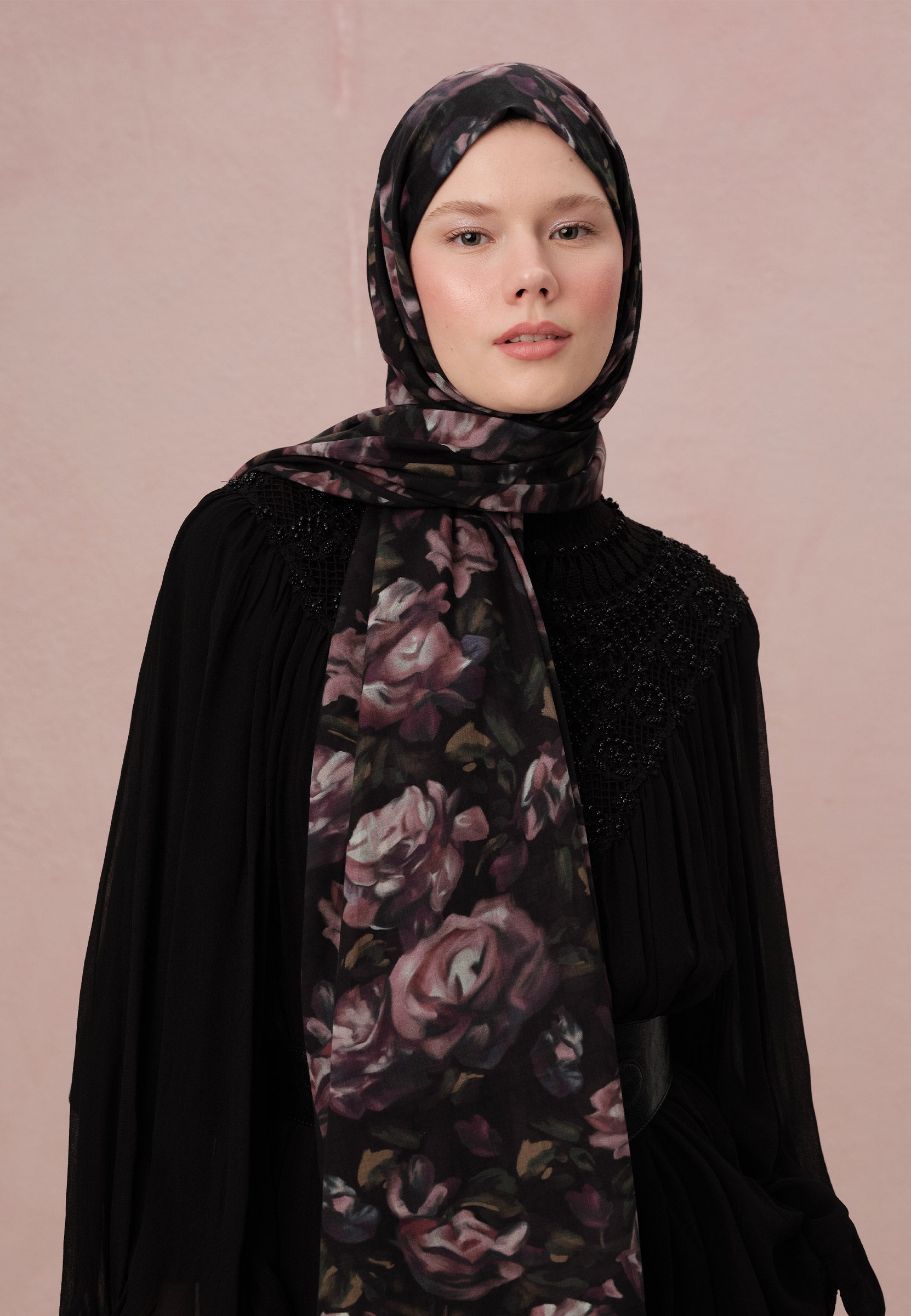 Lavanta Wıld Rose Desen Vual Şal